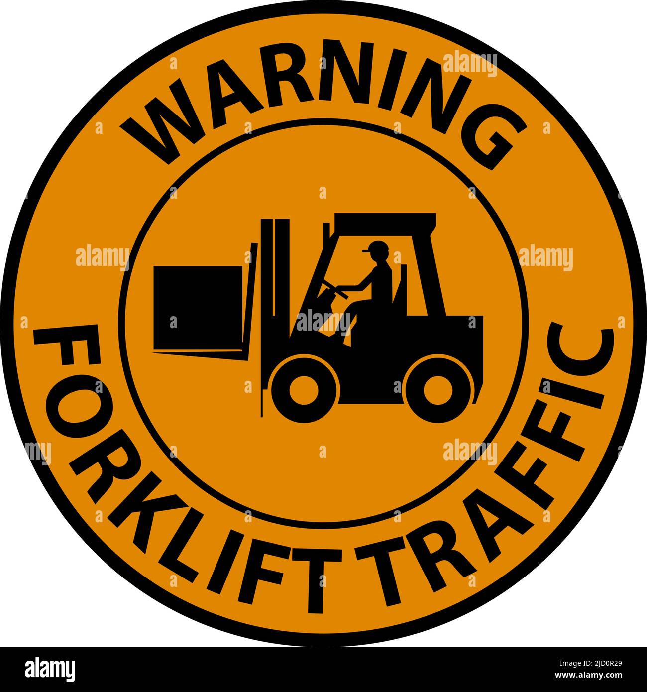 Warning Forklift Traffic Floor Sign On White Background Stock Vector ...