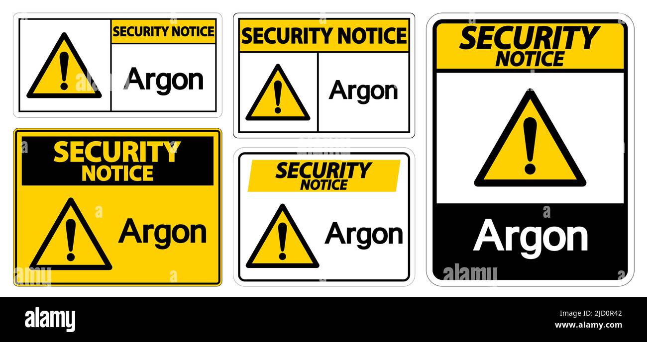 Security Notice Argon Symbol Sign Isolate On White Background,Vector Illustration EPS.10 Stock Vector