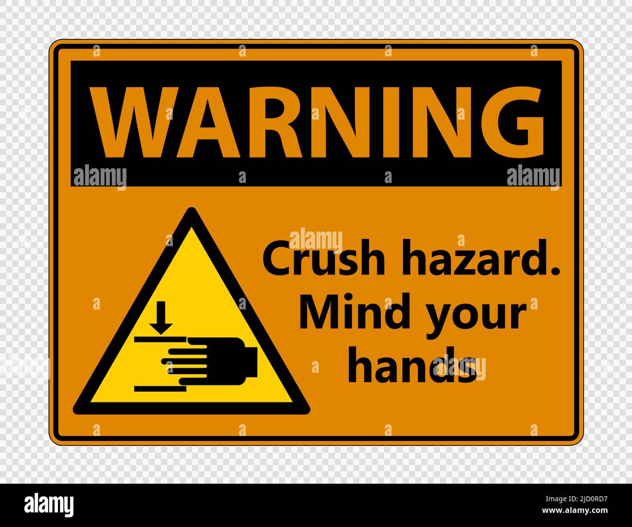Warning crush hazard.Mind your hands Sign on transparent background,vector illustration EPS 10