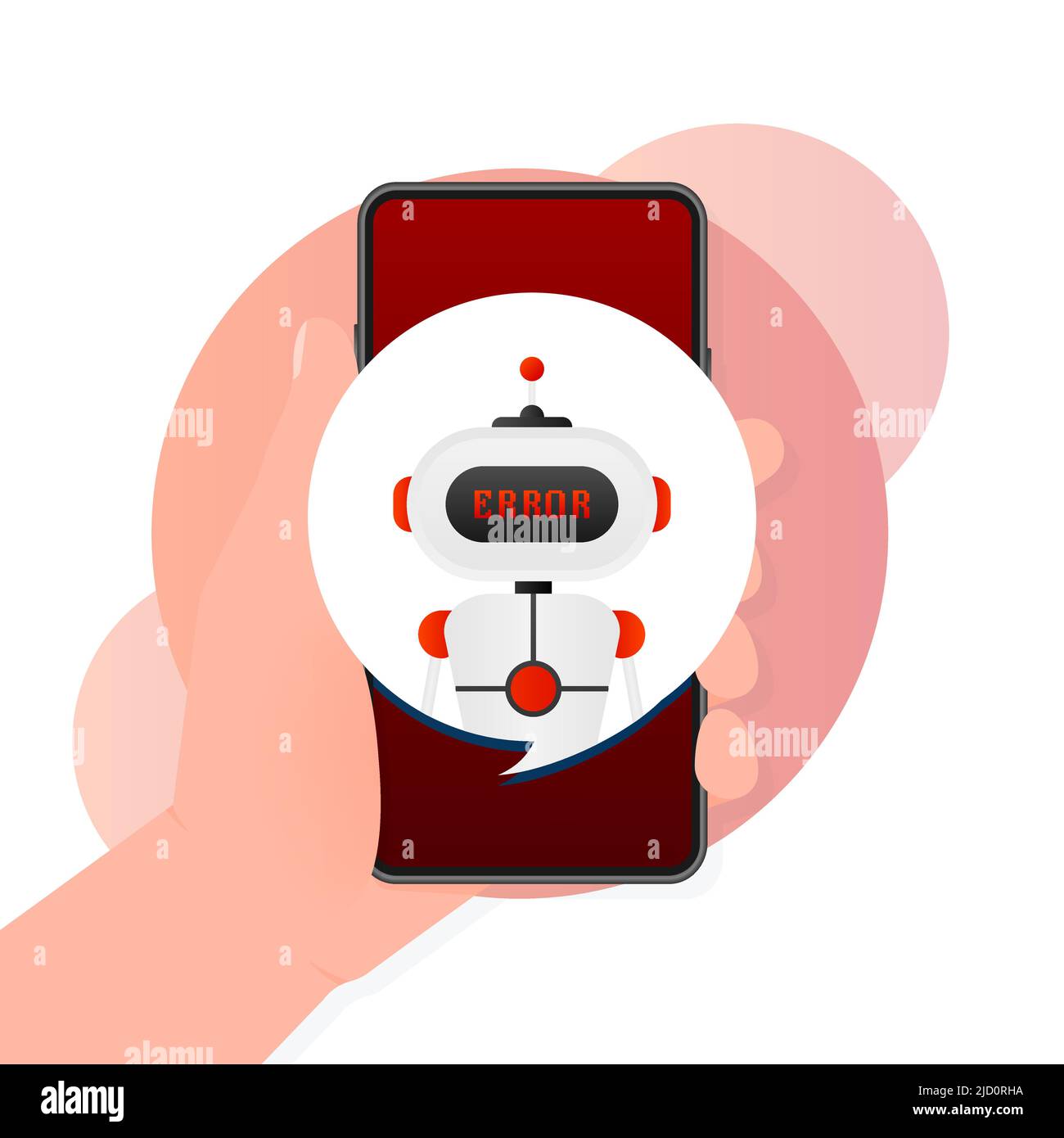 Error chatbot glyph icon. Silhouette symbol. Talkbot with error in speech bubble. Error bot. Artificial intelligence Stock Vector
