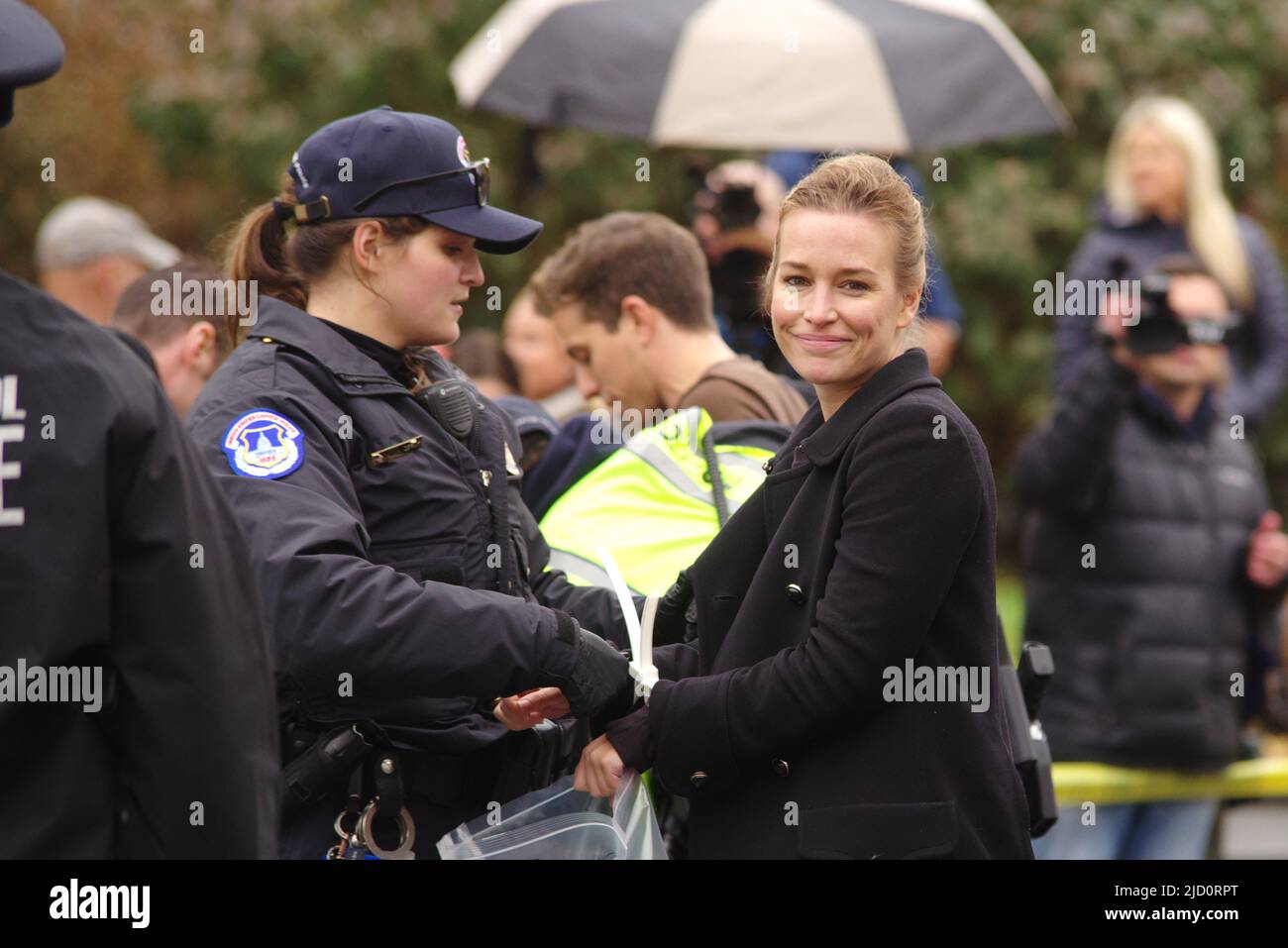 Actor/activist Piper Perabo is arrested at a Fire Drill Fridays climate change protest in Washington, DC, on 22 November 2019. Stock Photo