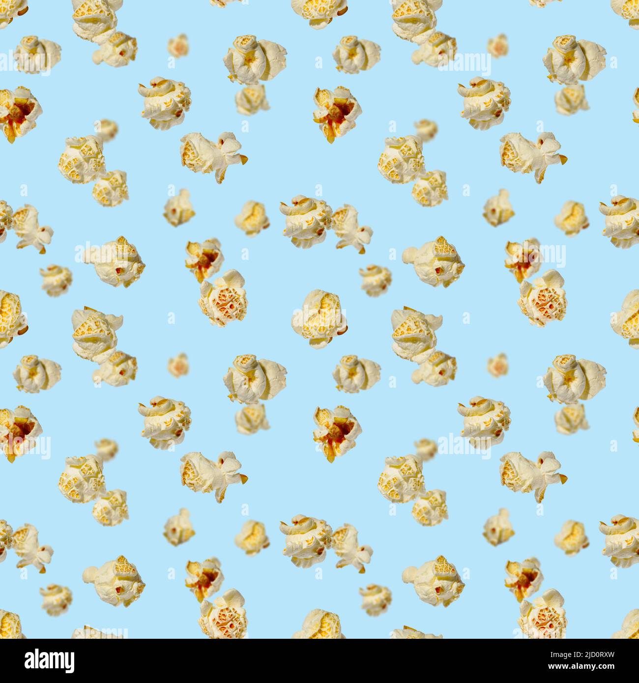 seamless pattern - popcorn. popcorn on a blue background, pattern Stock Photo