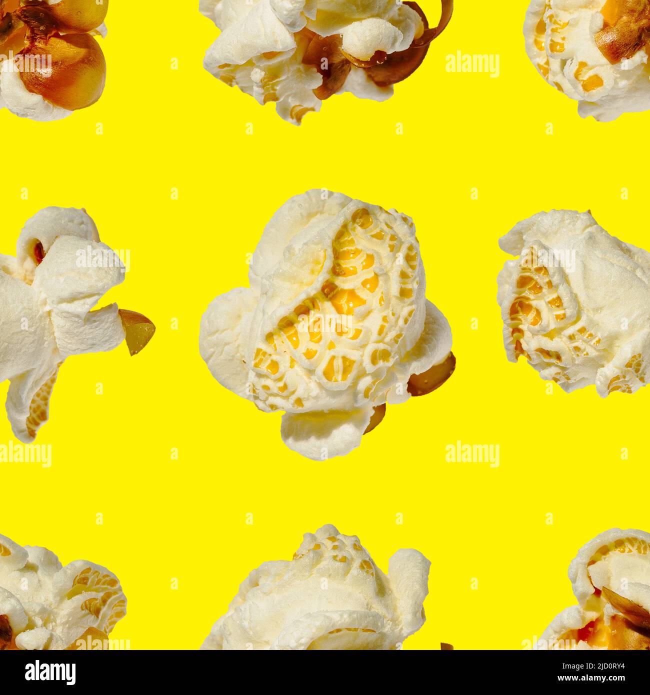 seamless pattern - popcorn. popcorn on a yellow background, pattern Stock Photo