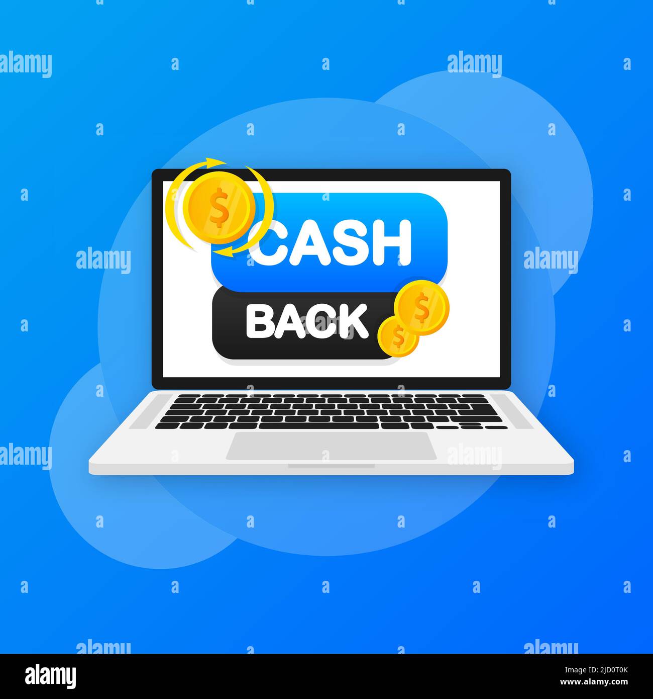 Cashback concept logo. Cash back blue banner on white background Stock