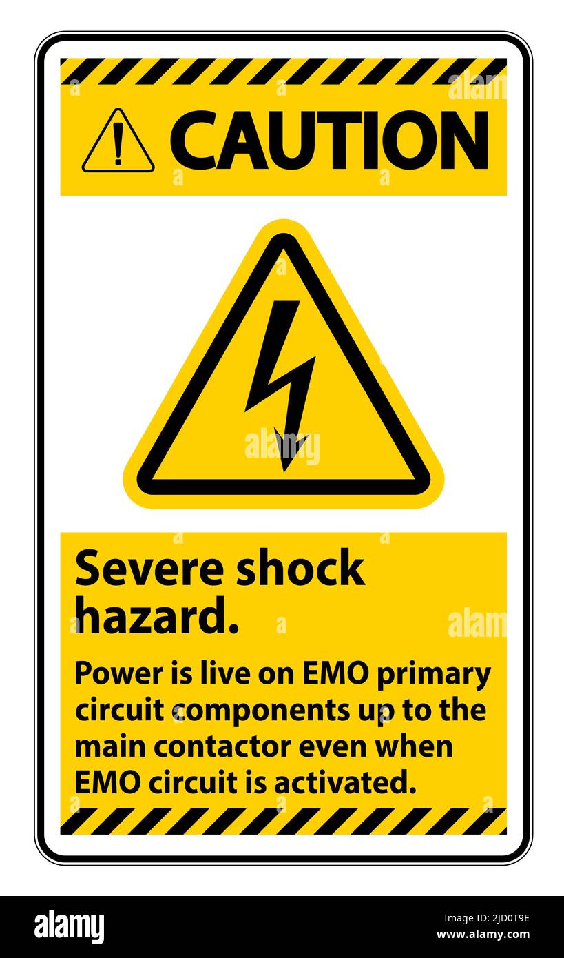 Caution Severe shock hazard sign on white background Stock Vector Image
