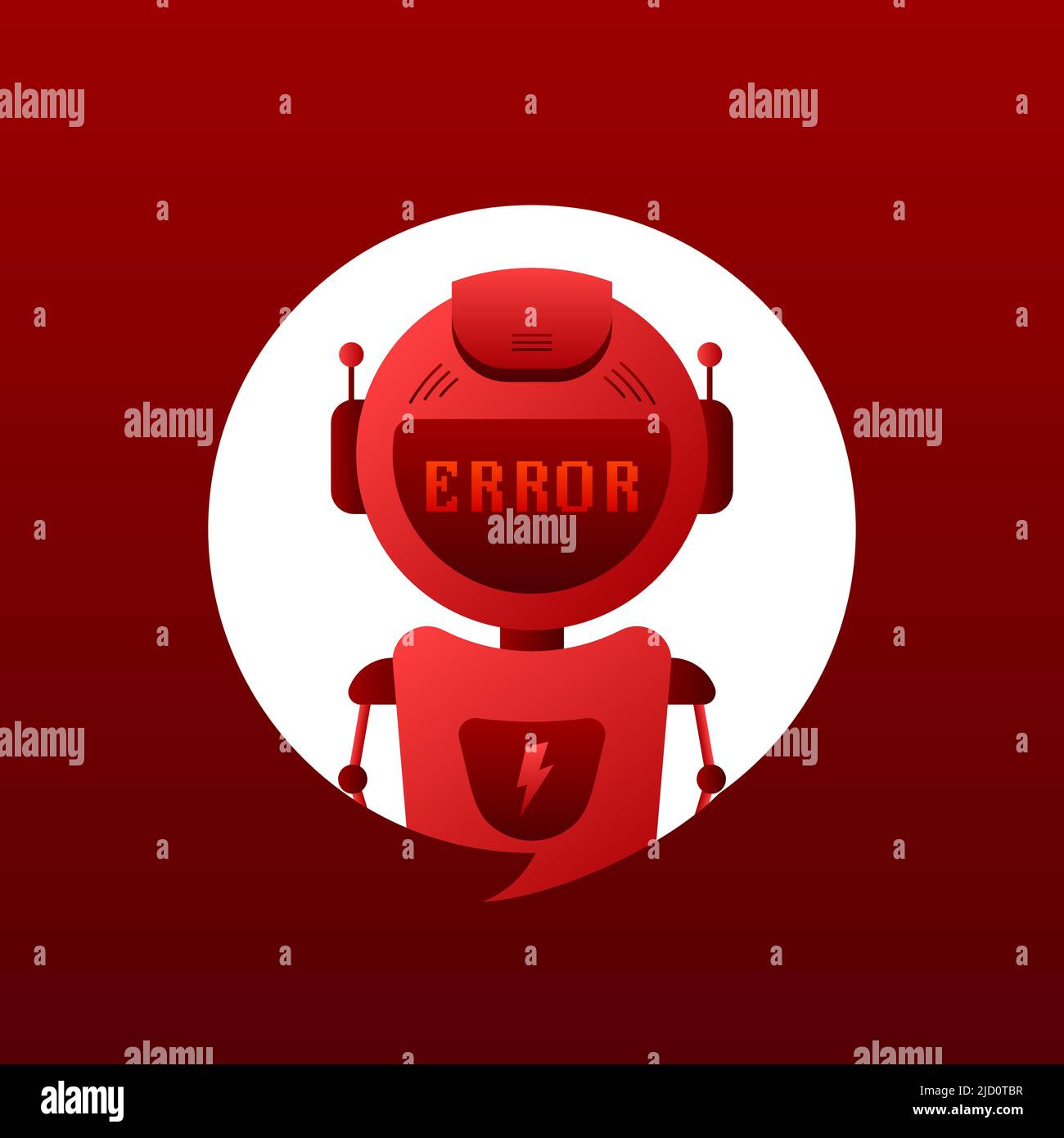 Error chatbot glyph icon. Silhouette symbol. Talkbot with error in speech bubble. Error bot. Artificial intelligence Stock Vector
