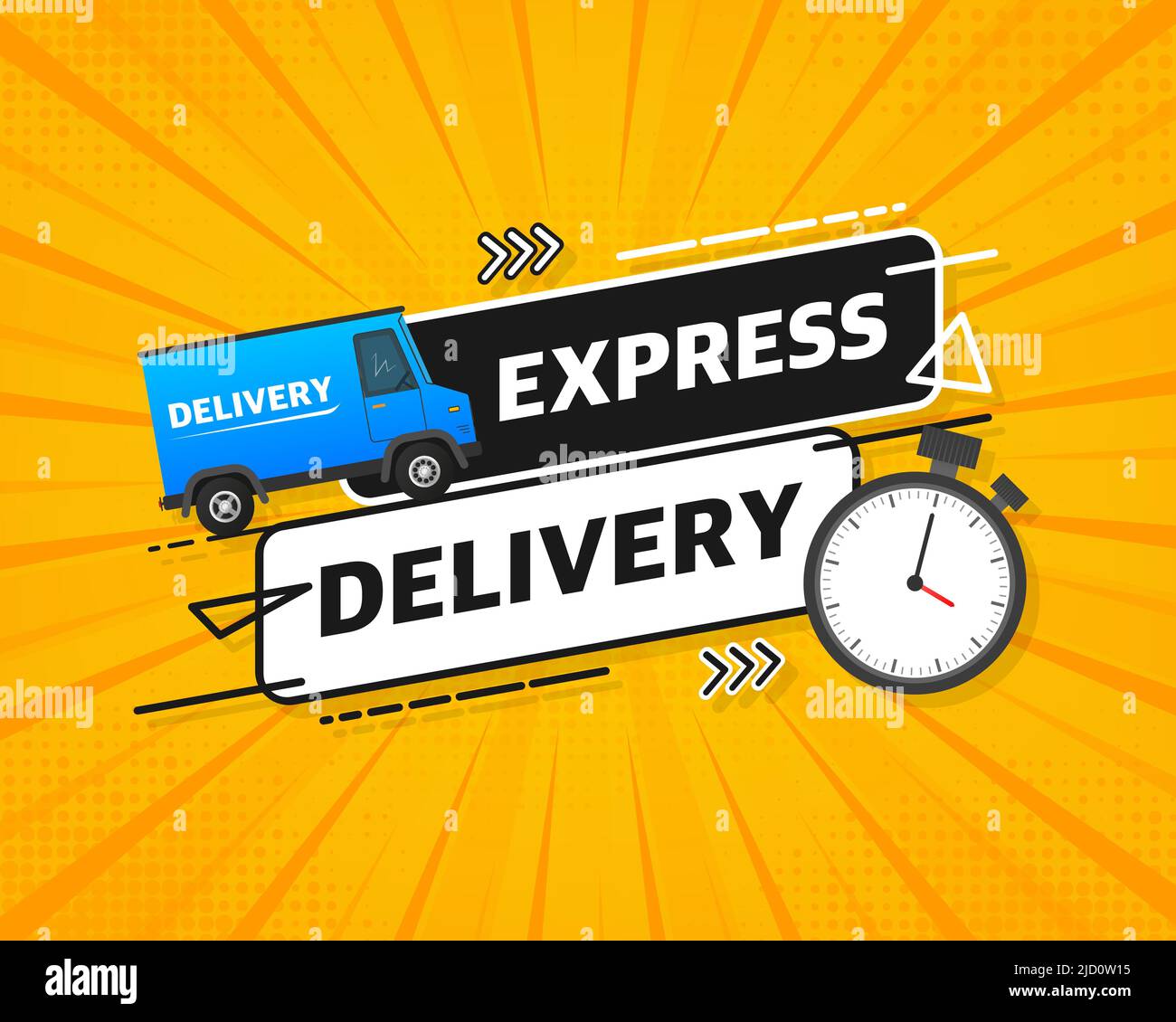 Express delivery service badge. Fast time delivery order with stopwatch