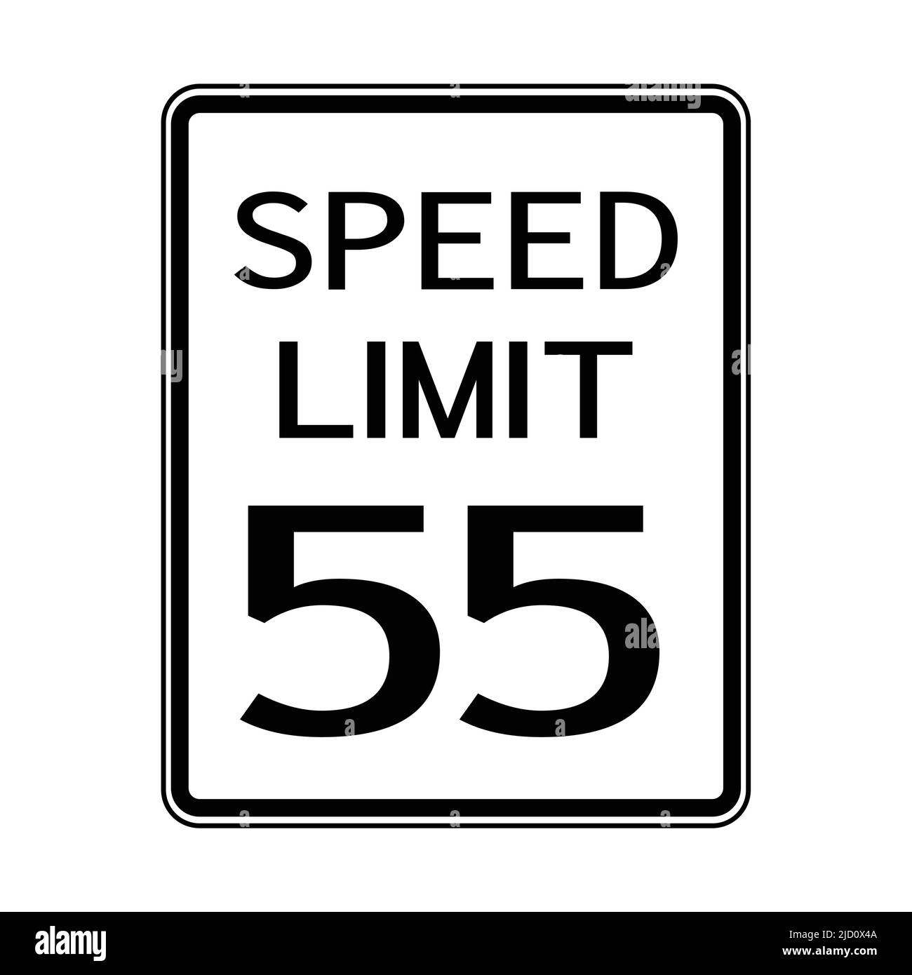 USA Road Traffic Transportation Sign: Speed Limit 55 On White ...