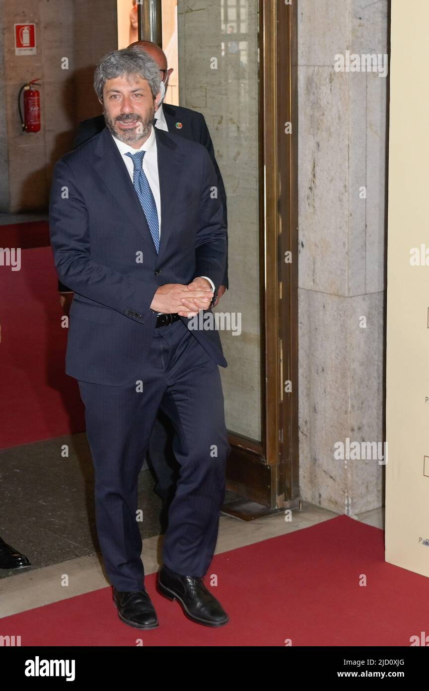 Rome, Italy. 16th June, 2022. President of the Cahmber of Deputies Roberto Fico attends the red carpet of the premiere of the movie Dante at the Auditorium della Conciliazione. Credit: SOPA Images Limited/Alamy Live News Stock Photo