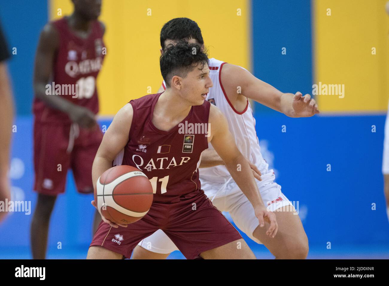 Doha, Qatar. 16th June, 2022. Ghassan Hajar (No.11) of Qatar Basketball