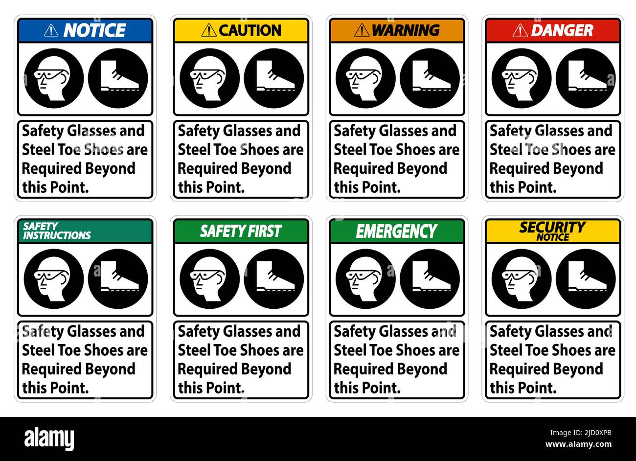 Safety Glasses And Steel Toe Shoes Are Required Beyond This Point Stock