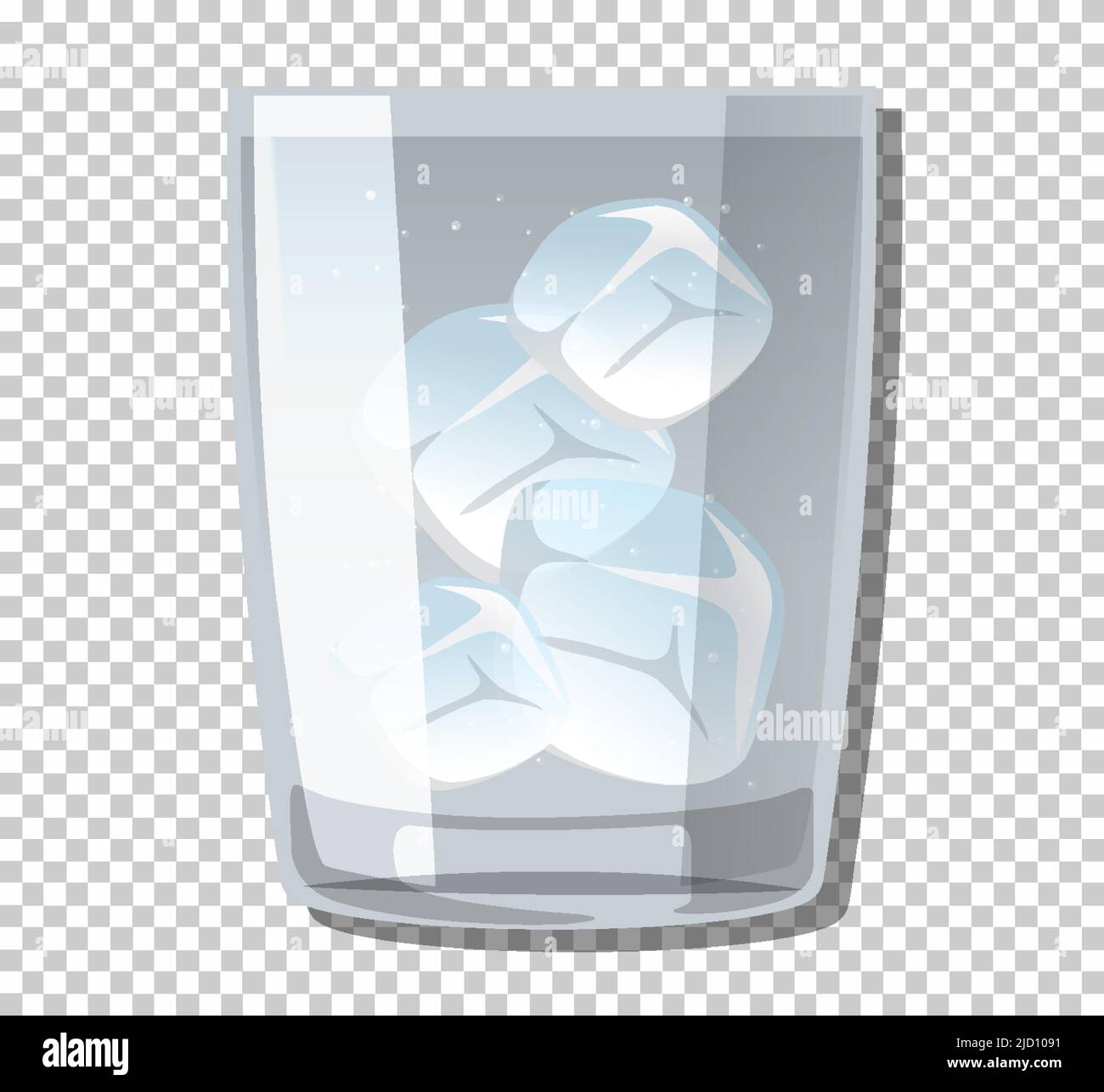 Ice cubes in collins glass isolated illustration Stock Vector Image