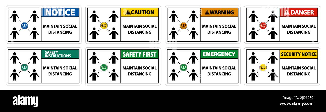 Maintain social distancing, stay 6ft apart sign,coronavirus COVID-19 ...