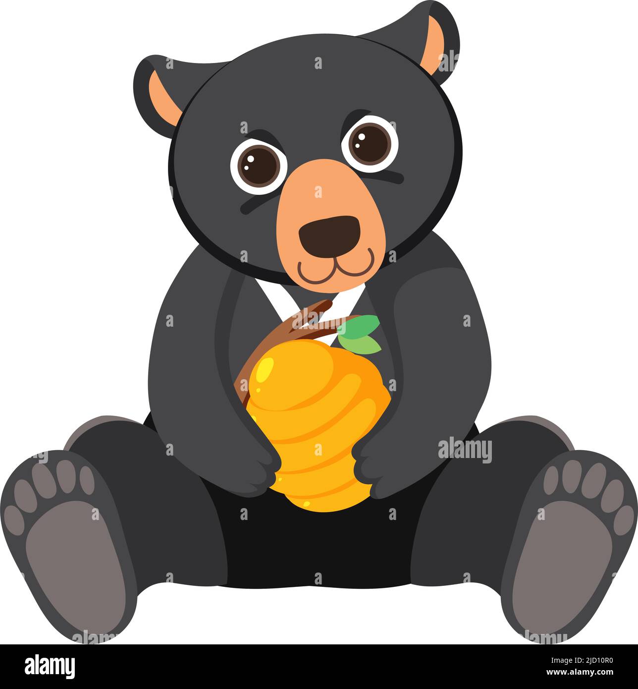 Cute black bear in flat cartoon style illustration Stock Vector Image ...