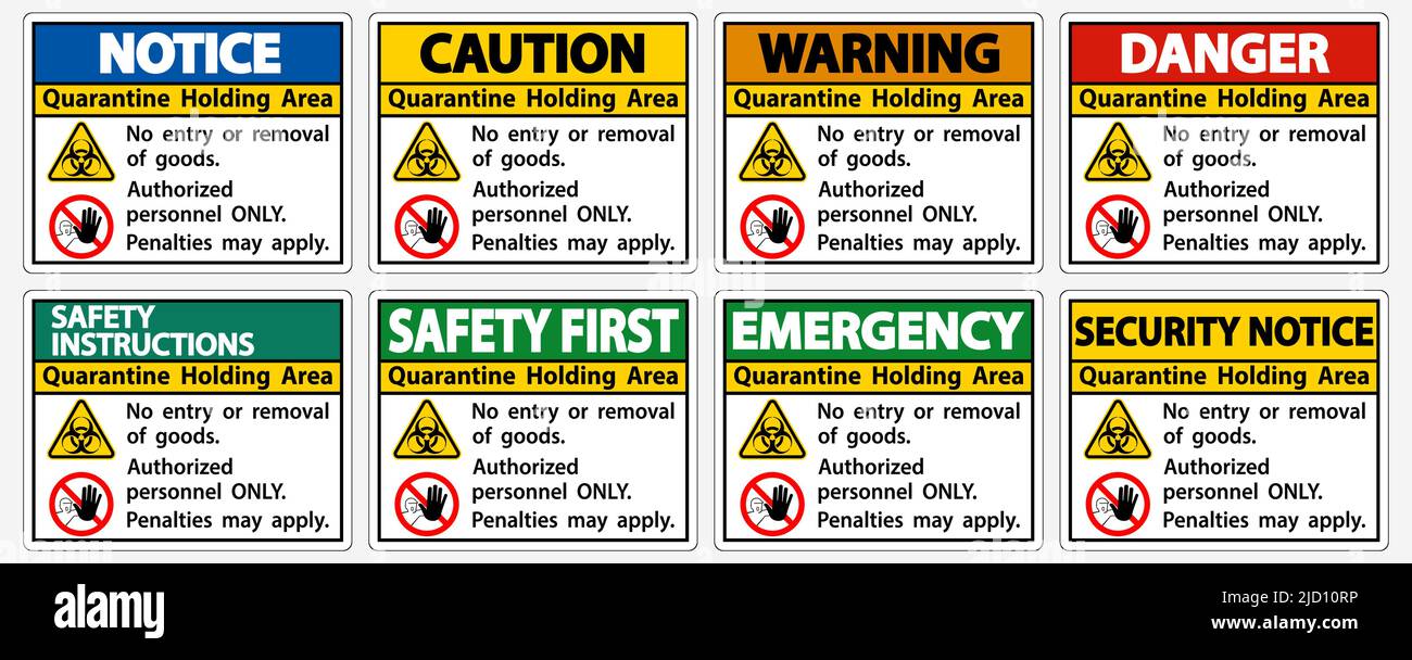 Quarantine Holding Area Sign Isolate On White Background,Vector ...