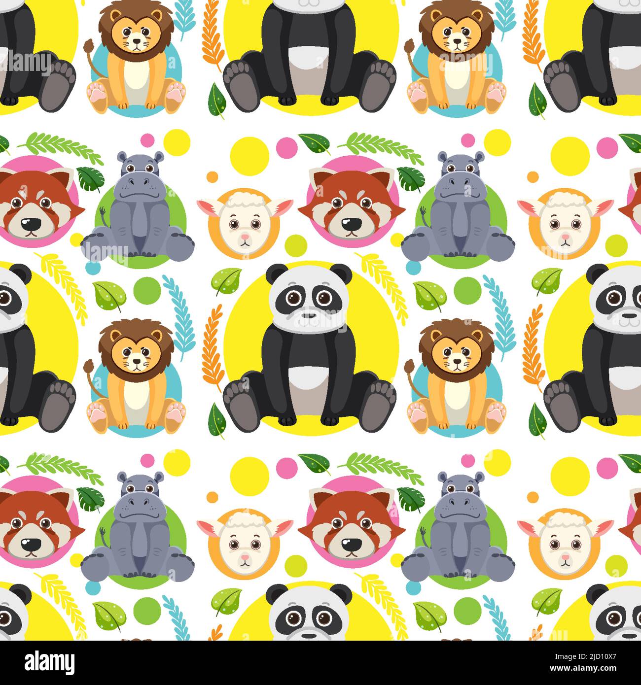 Cute animals seamless pattern illustration Stock Vector Image & Art - Alamy
