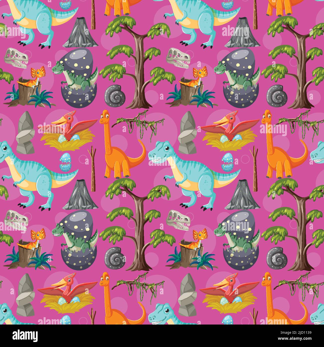 Cute dinosaur seamless pattern illustration Stock Vector Image & Art ...