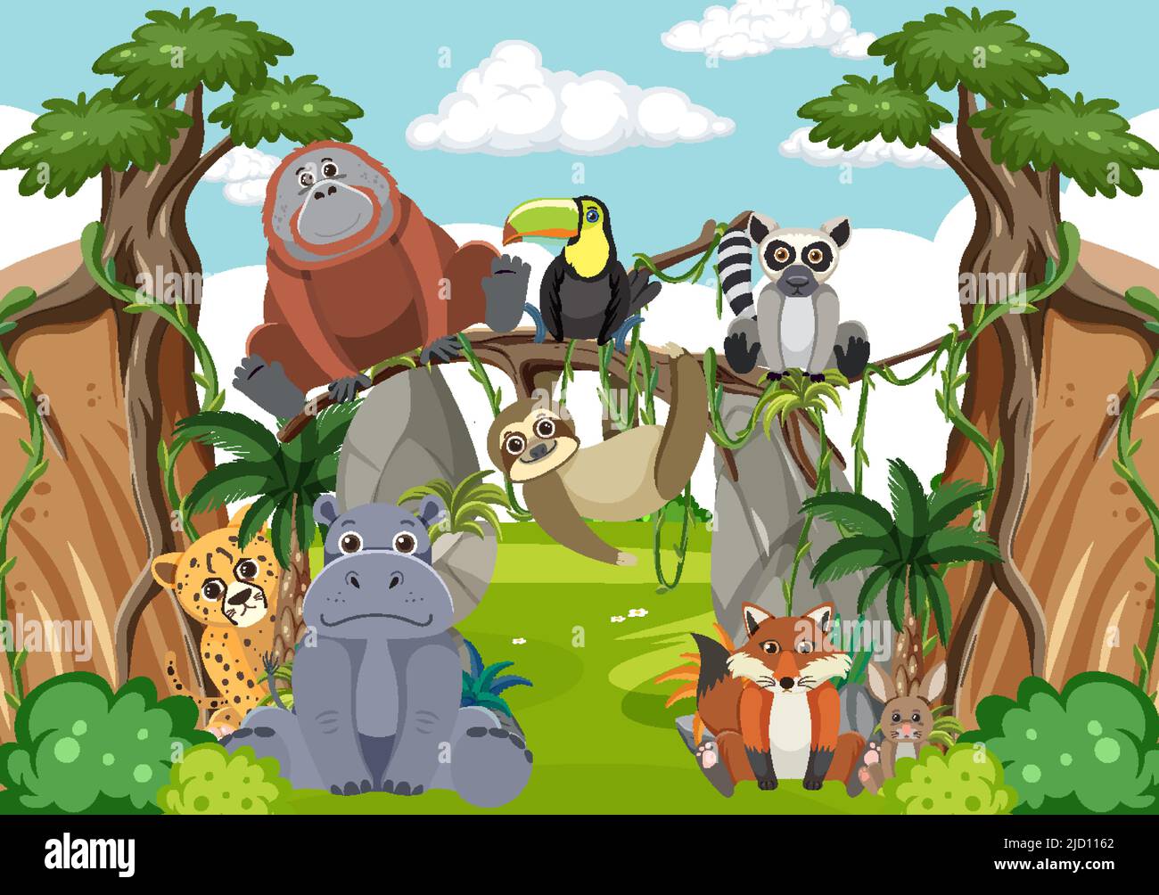 Wild animals in the forest illustration Stock Vector Image & Art - Alamy