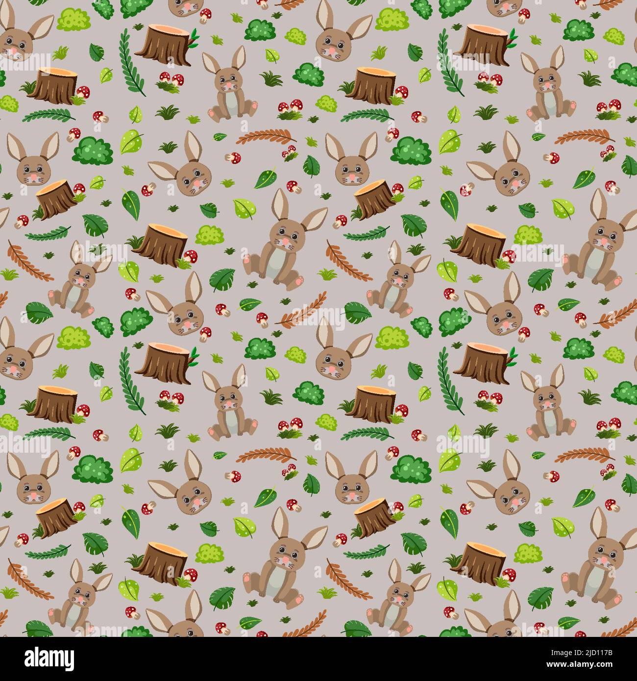Cute rabbit seamless pattern illustration Stock Vector Image & Art - Alamy