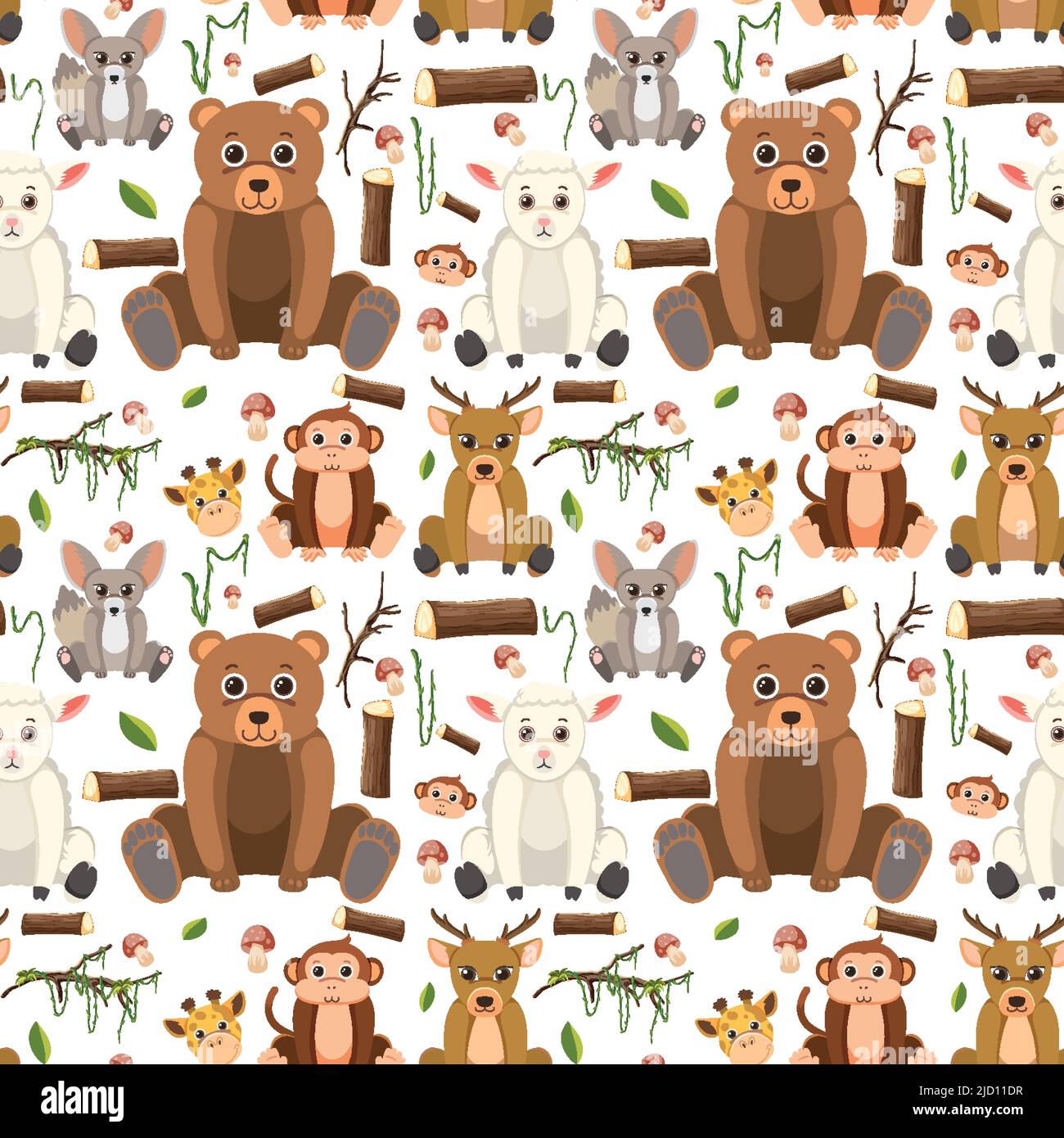 Cute animals seamless pattern illustration Stock Vector Image & Art - Alamy
