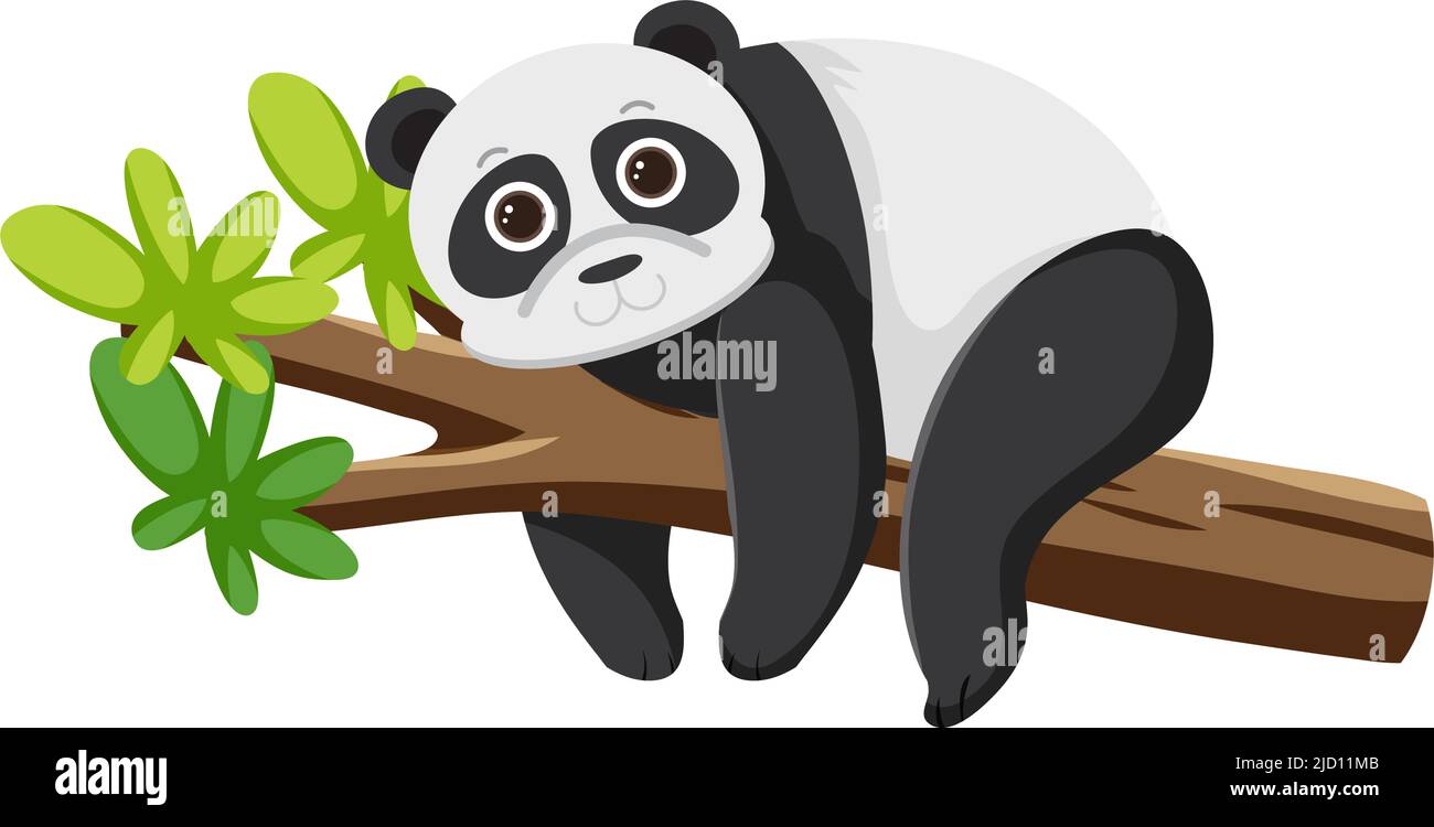 Panda bear lying on tree illustration Stock Vector