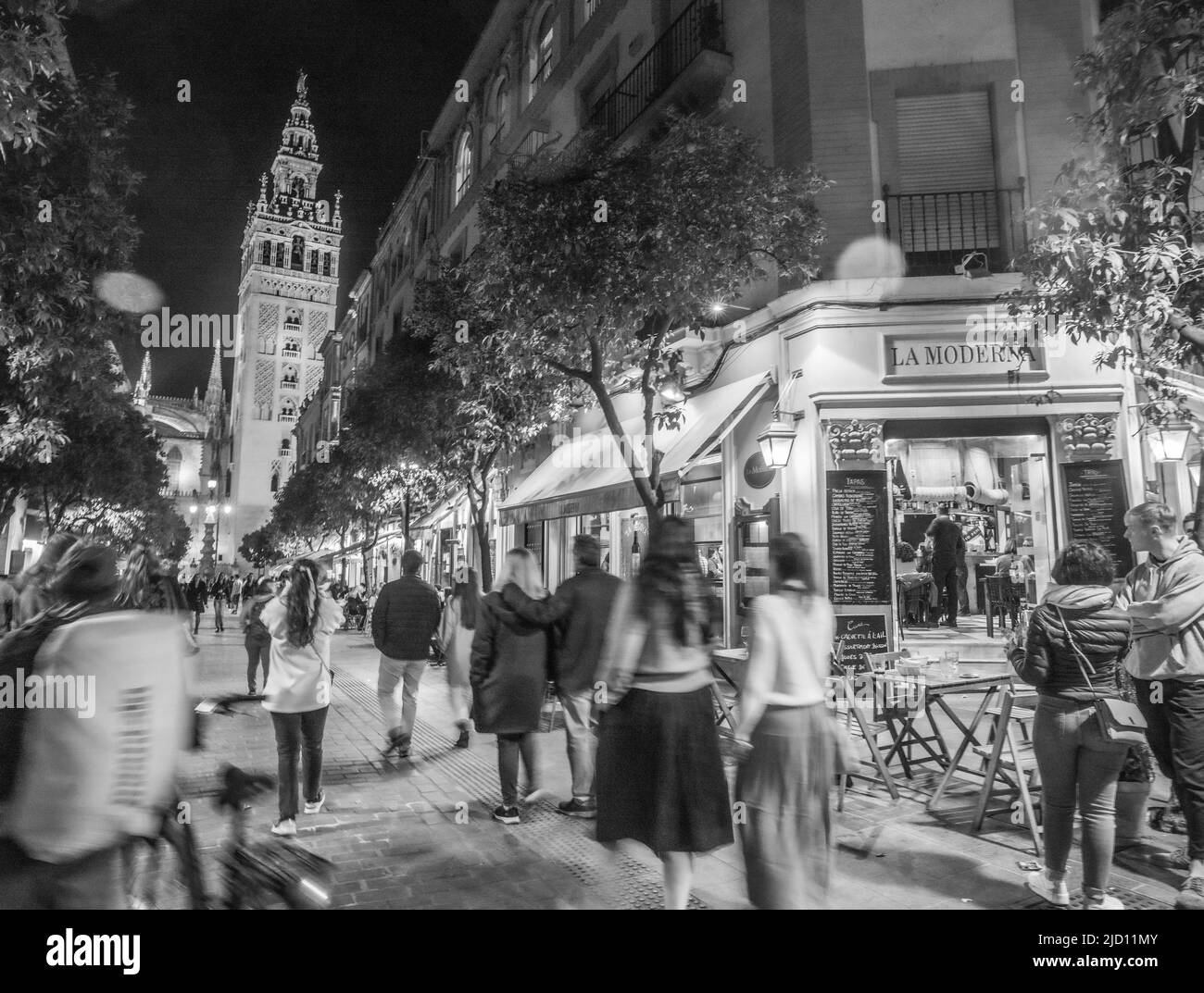 People enjoying a night out Seville, Spain Stock Photo