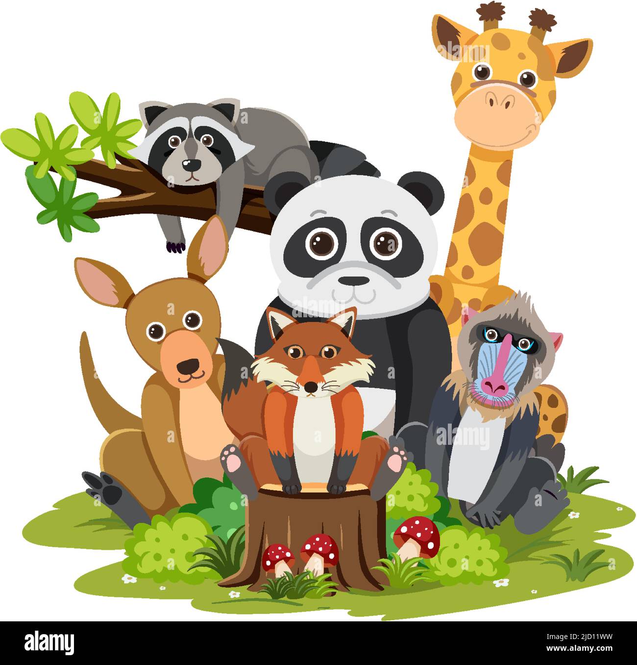 Wild animal group on white background illustration Stock Vector Image ...