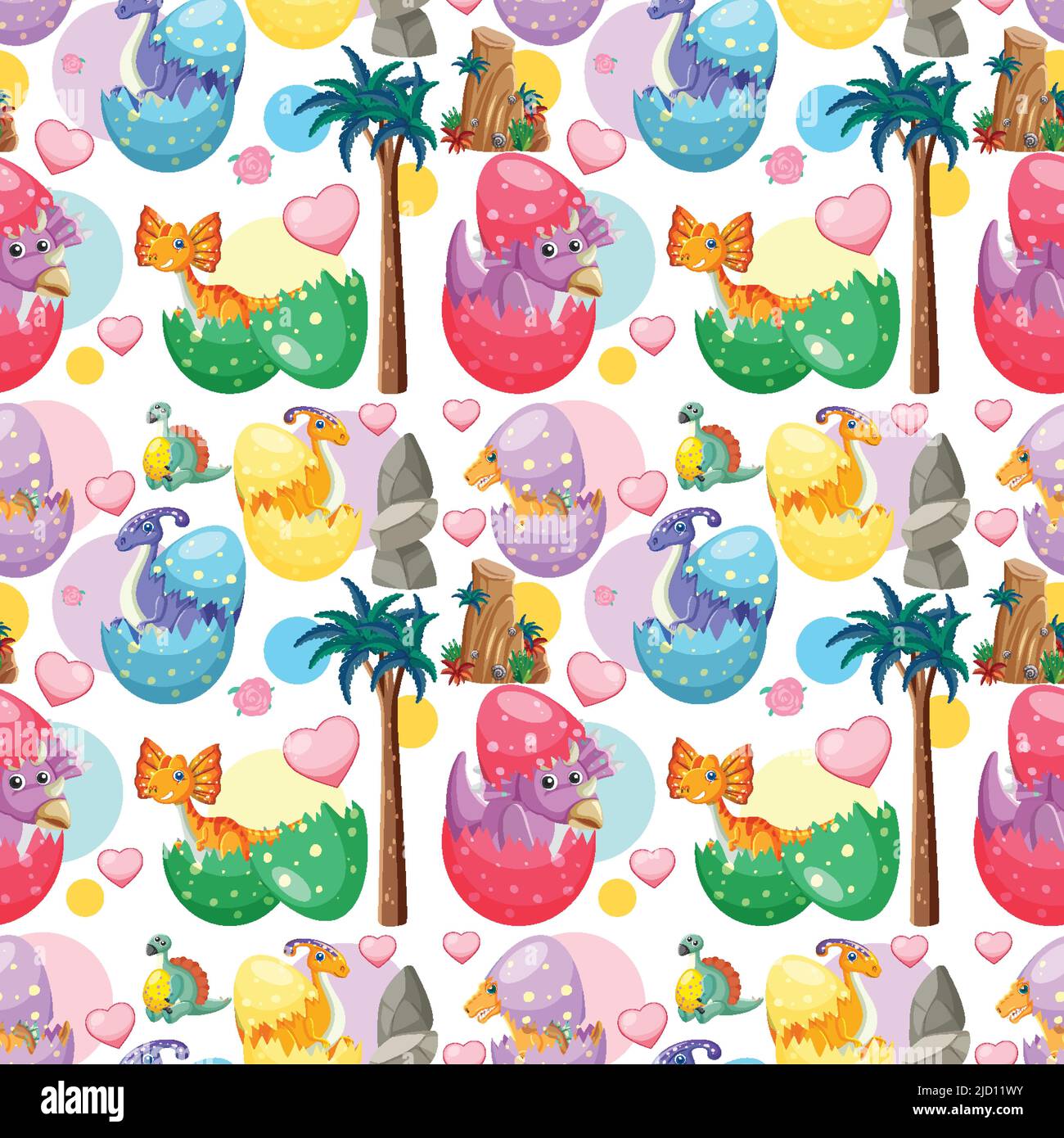 Cute dinosaur seamless pattern illustration Stock Vector Image & Art ...