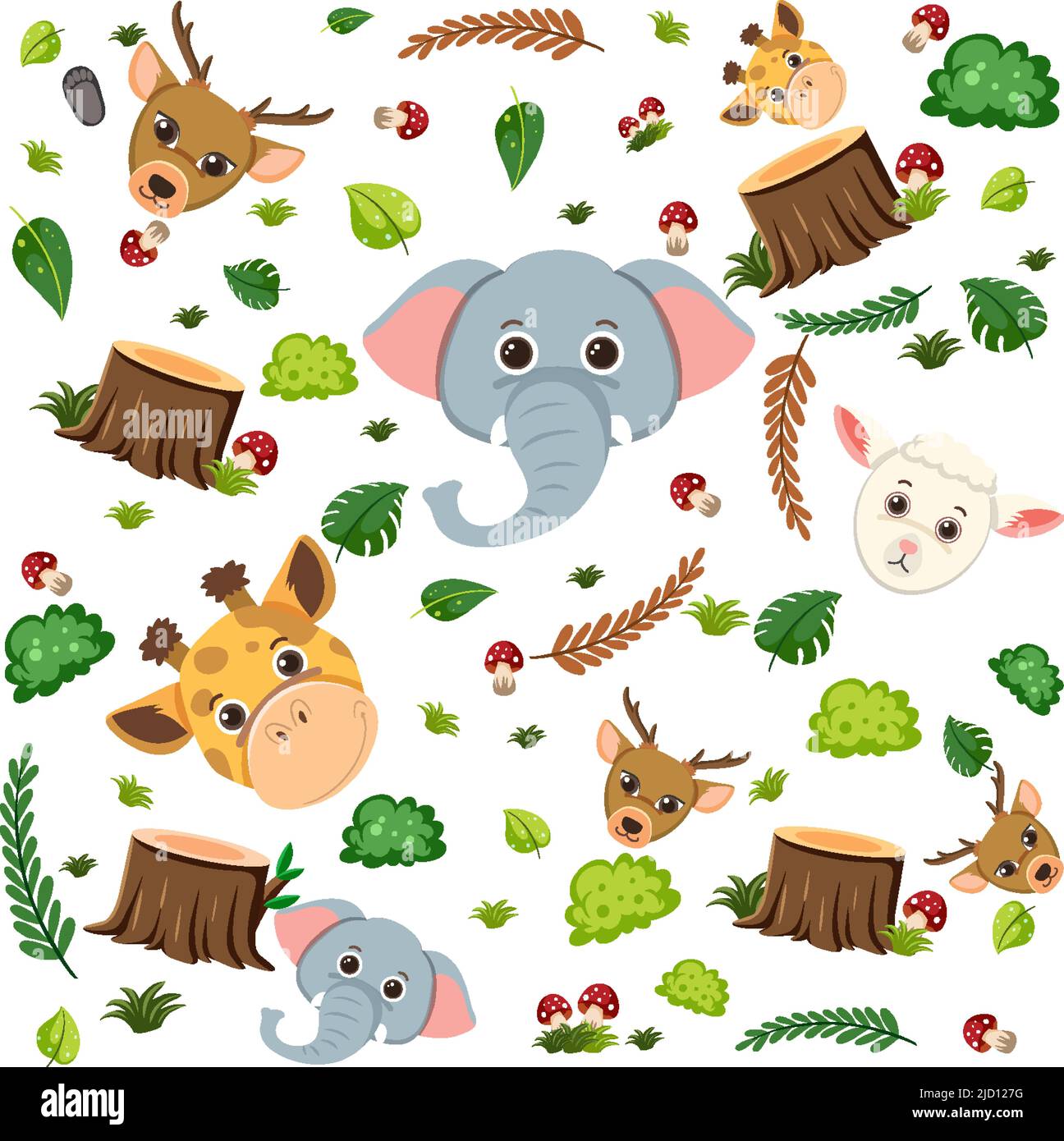 Cute animal seamless pattern illustration Stock Vector Image & Art - Alamy