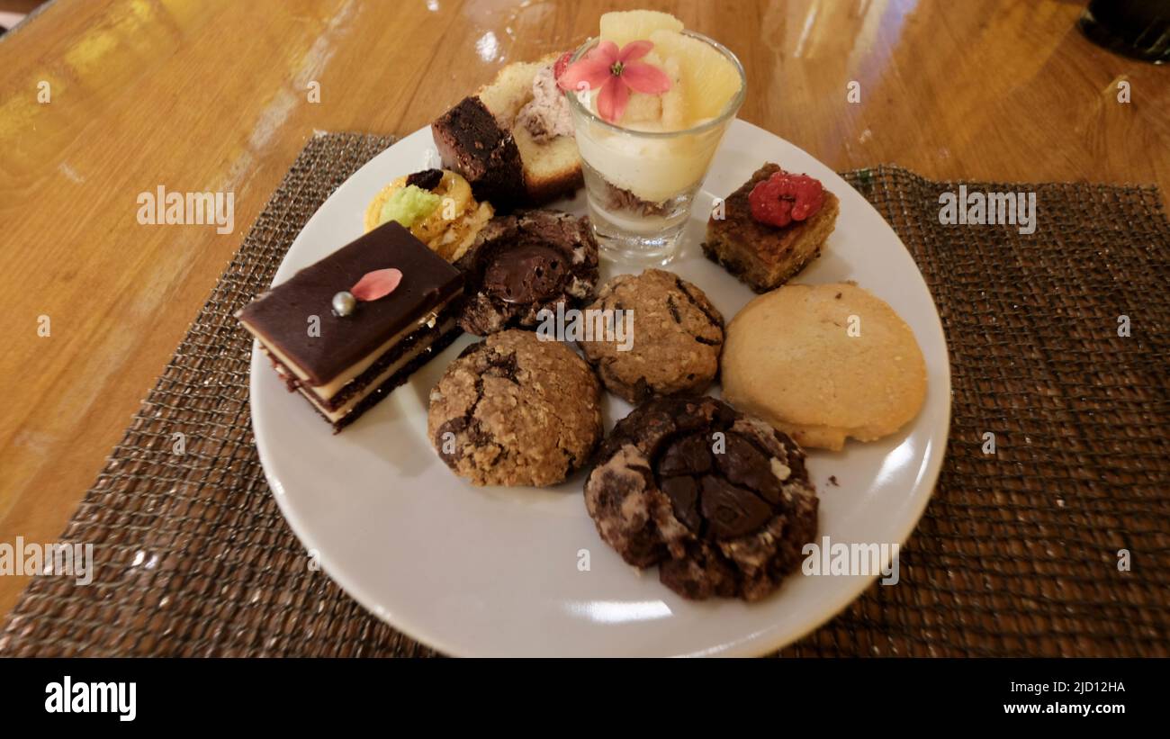 Sweet Confection Desserts at an All You Can Lunch Buffet Stock Photo