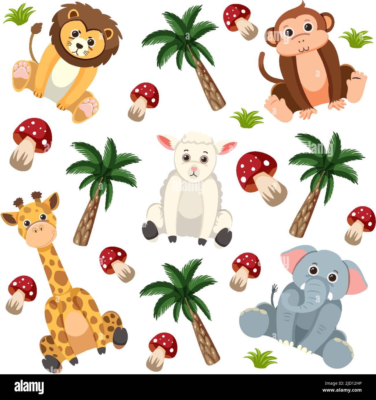 Cute animals seamless pattern illustration Stock Vector Image & Art - Alamy