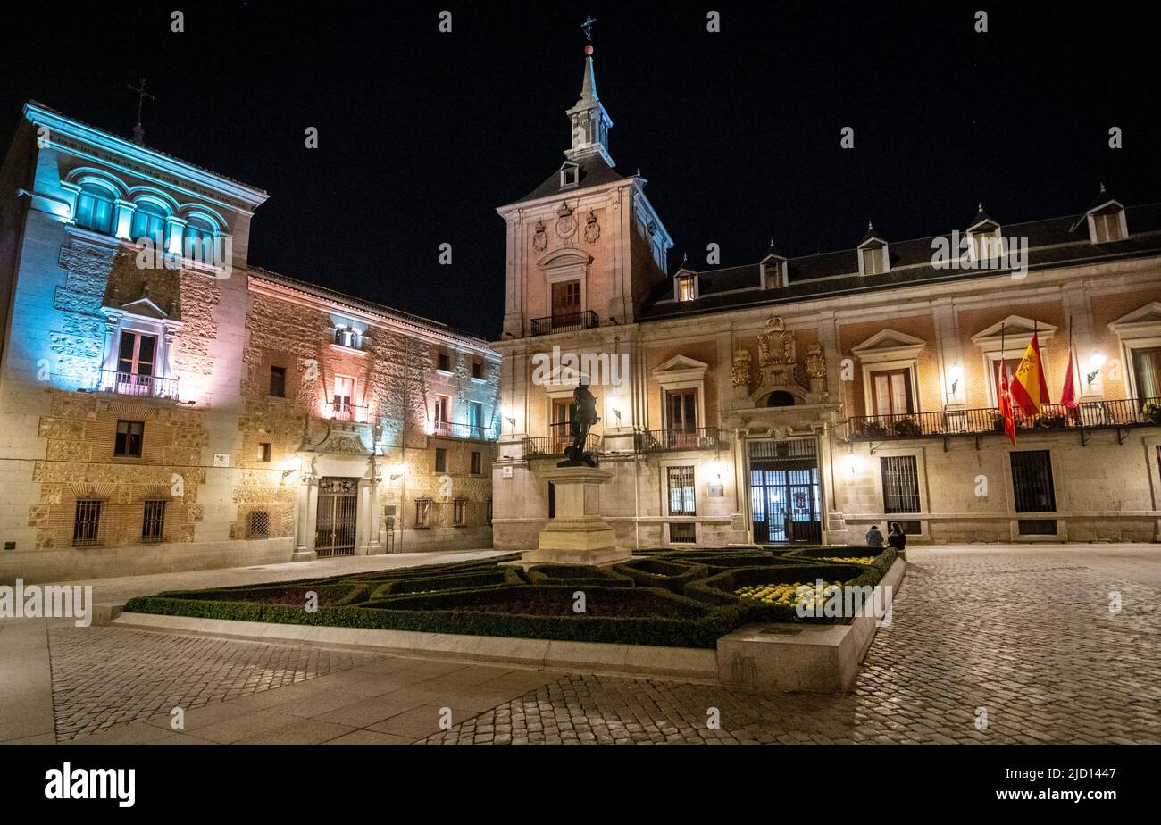 Monument to Alvaro de Bazan at the Plaza de la Villa, Madrid, Spain Stock Photo