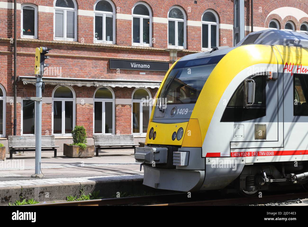 Varnamo Sweden June 13 2022 Passenger Train Class Y32 In Front Of varnamo-sweden-june-13-2022-passenger-train-class-y32-in-front-of