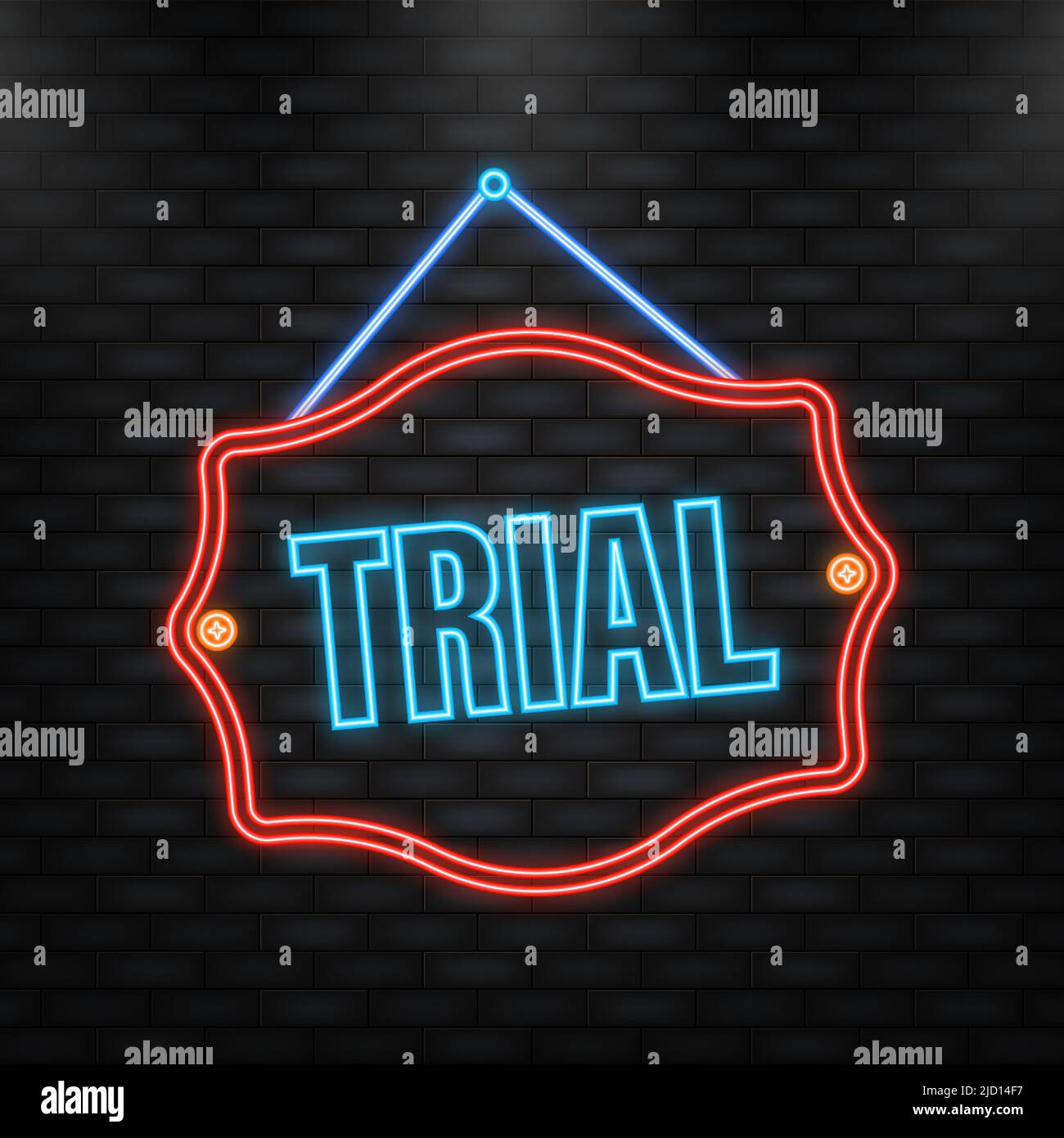Neon Icon. Trial sign on light background. Vector illustration Stock Vector