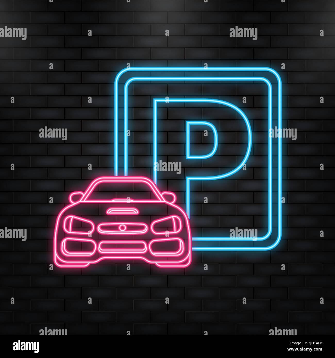 Neon Icon. Isolated Parking Sign - Blue roadsign with letter P isolated