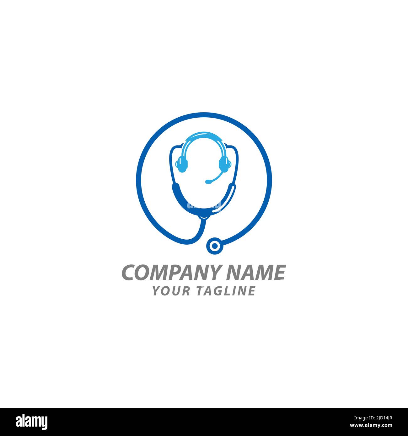 Hallo doc logo template illustration.there are sthetoscope with headphone.EPS 10 Stock Vector