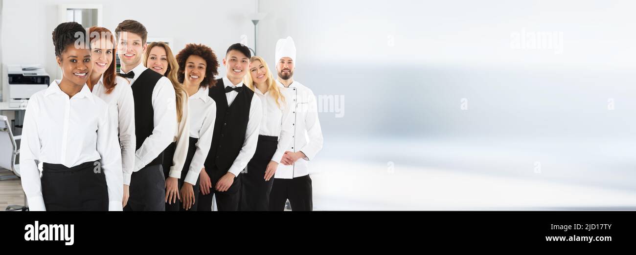 Group Of Confident Multi Ethnic Restaurant Staff Stock Photo
