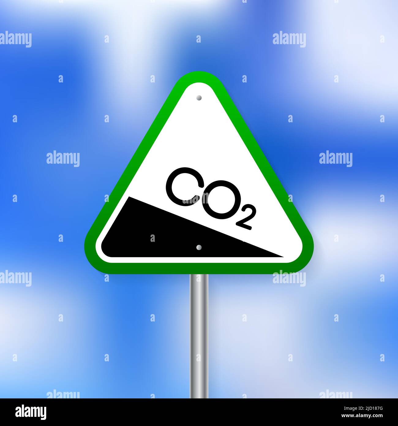 Co 2 emissions in flat style on green background. Simple vector illustration. Vector flat illustration. Stock Vector