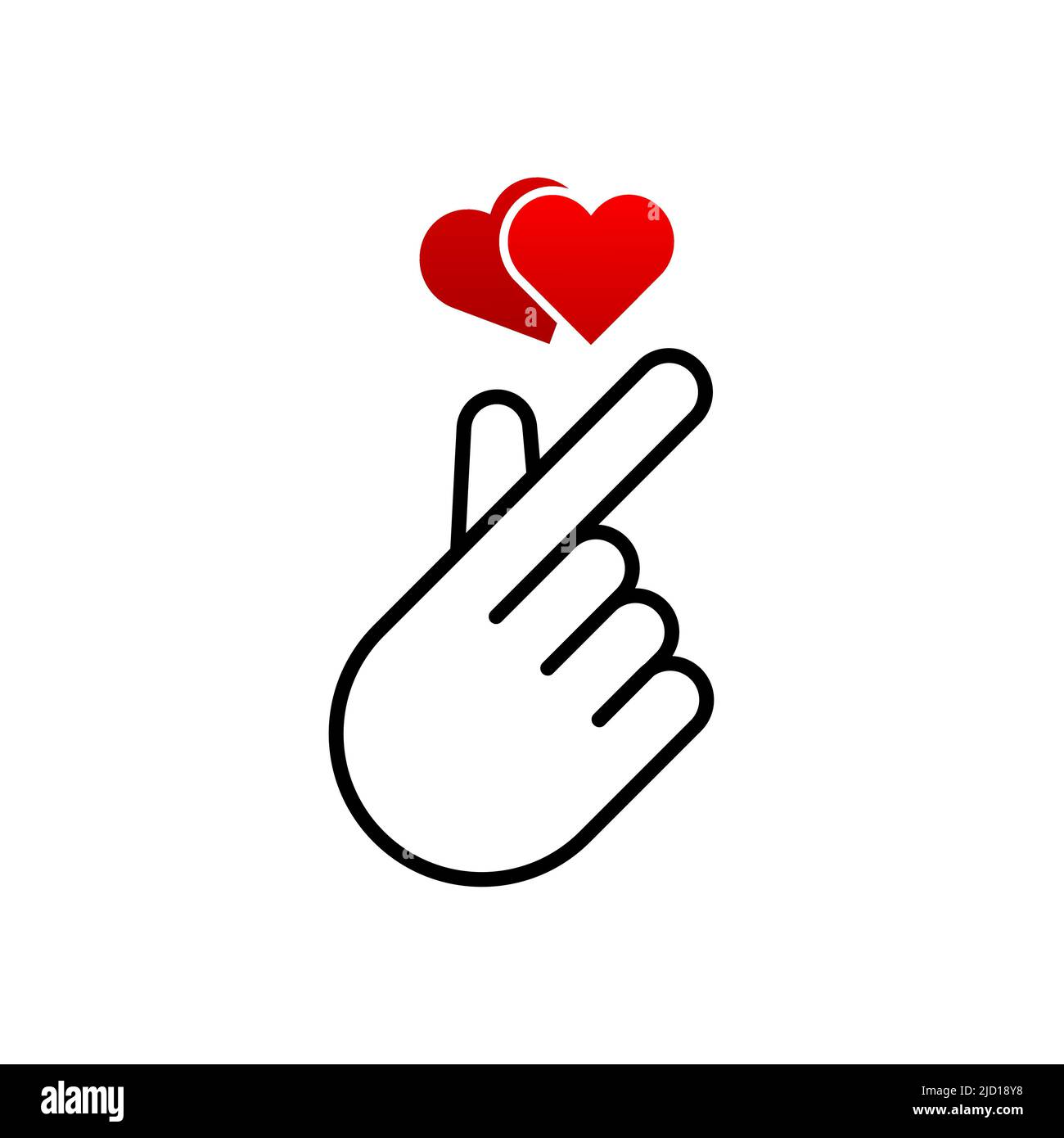 Doodle love heart hand gesture for print design. Vector illustration ...