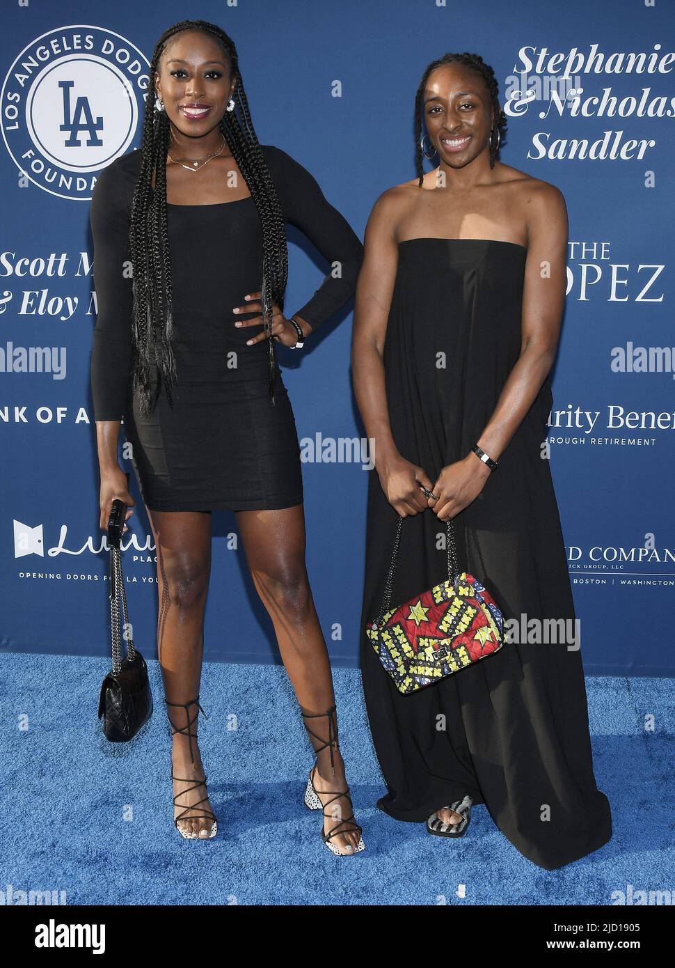 Los Angeles, USA. 16th June, 2022. (L-R) Chiney Ogwumike and Nneka Ogwumike at the Los Angeles Dodgers Foundation 6th Annual Blue Diamond Gala held at the Dodger Stadium in Los Angeles, CA on Thursday, ?June 16, 2022. (Photo By Sthanlee B. Mirador/Sipa USA) Credit: Sipa USA/Alamy Live News Stock Photo