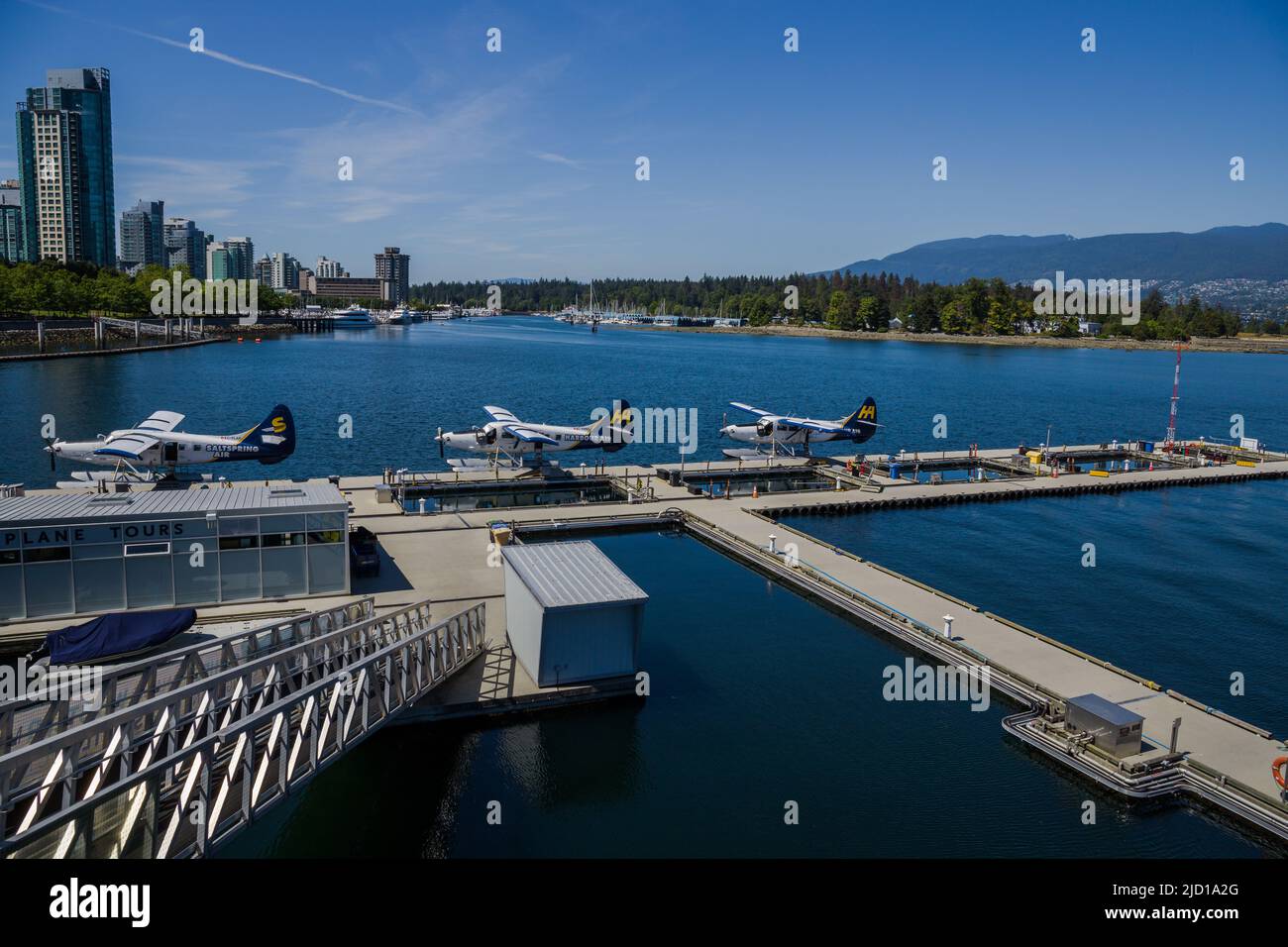 Vancouver city seaplanes airport. Harbor aviation in downtown Stock Photo
