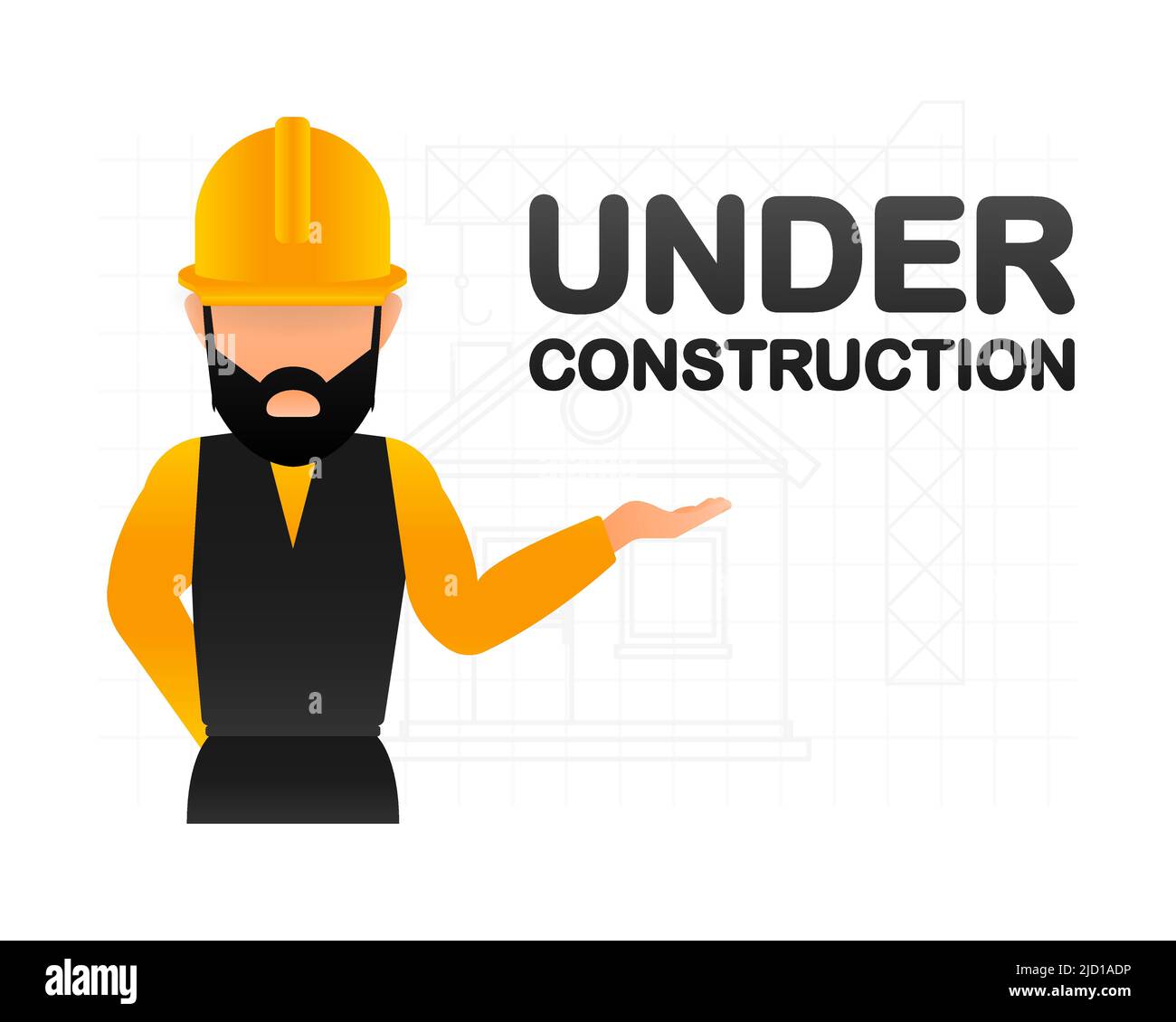 Flat illustration under construction for site design with man. Vector ...