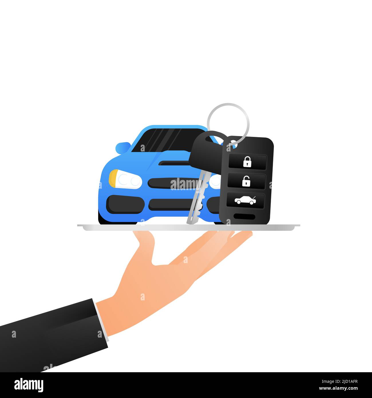 Auto key, great design for any purposes. Blue background. White background. Vector icon Stock Vector