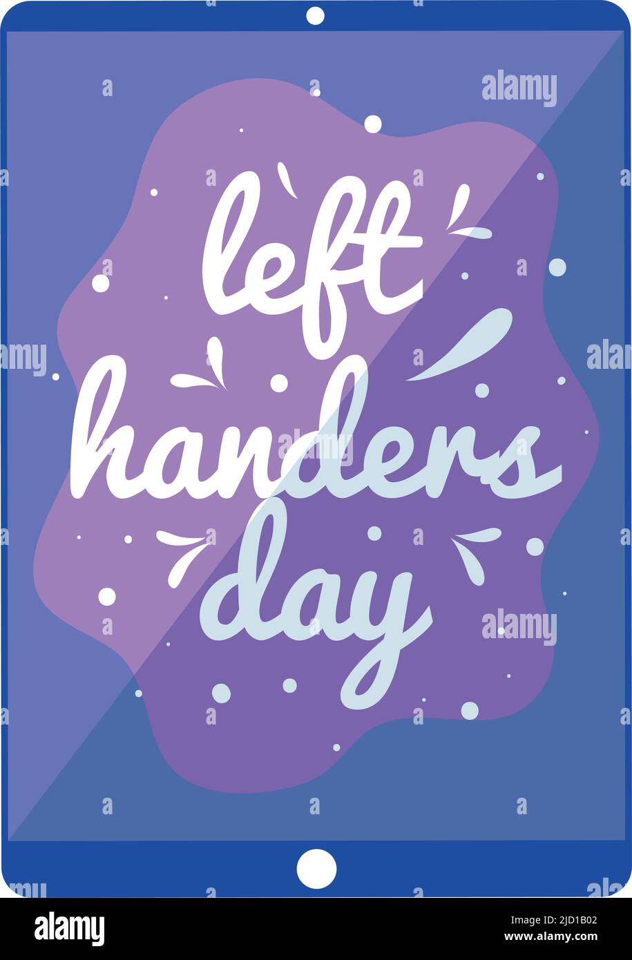 left handers day letteringin tablet poster Stock Vector