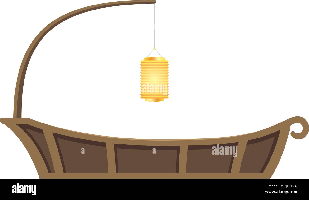 chinese lamp in boat isolated icon Stock Vector
