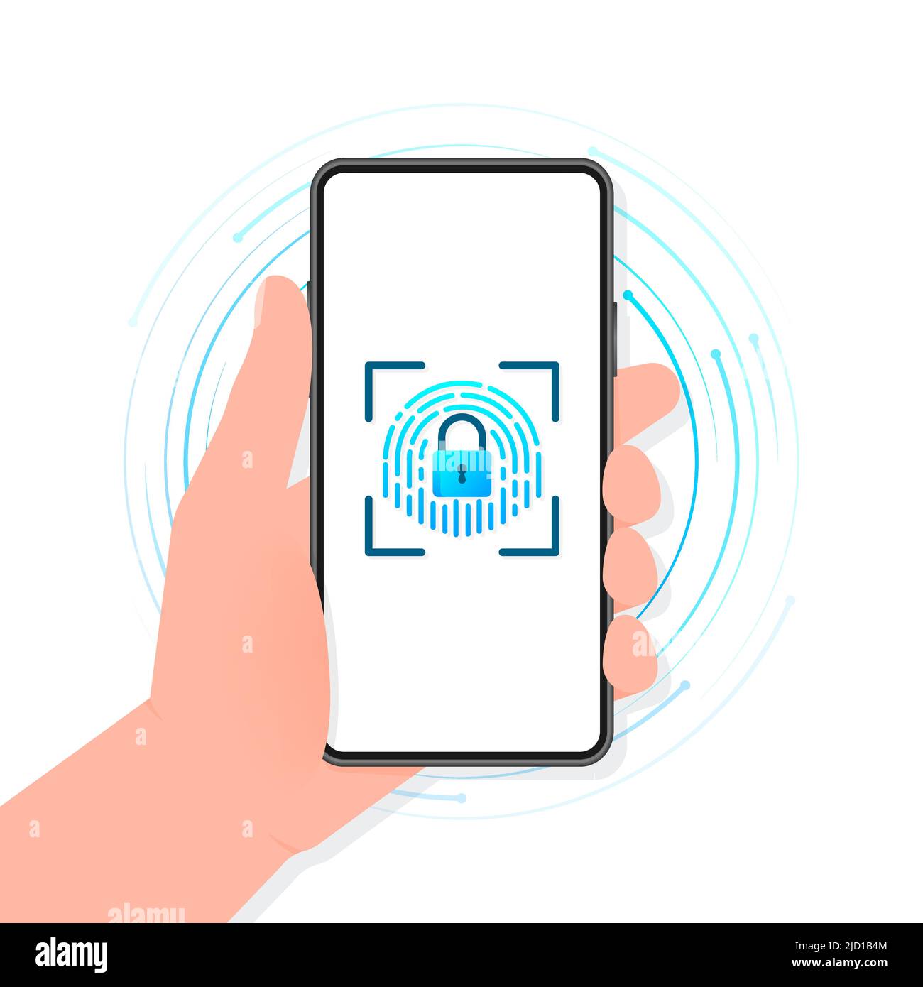 Touch ID - vector illustration. Smartphone with fingerprint isolated on ...