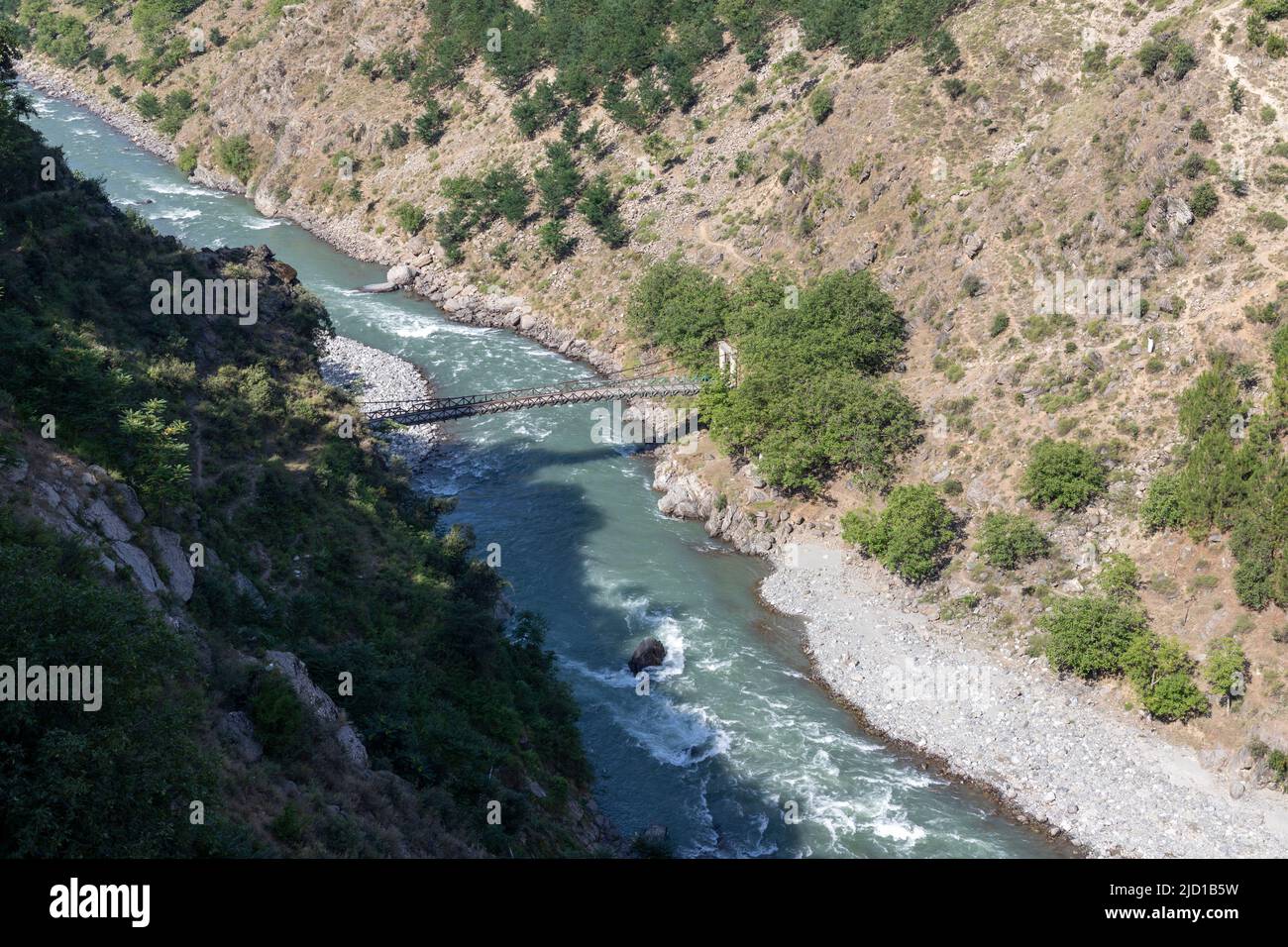 Panjkora river high angle view in upper Dir Pakistan Stock Photo