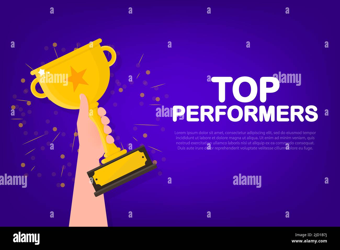 Top performance trophy in flat style. Flat vector illustration. Winner
