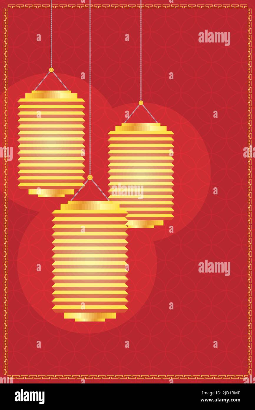 yellow chinese lanterns hanging poster Stock Vector Image & Art - Alamy