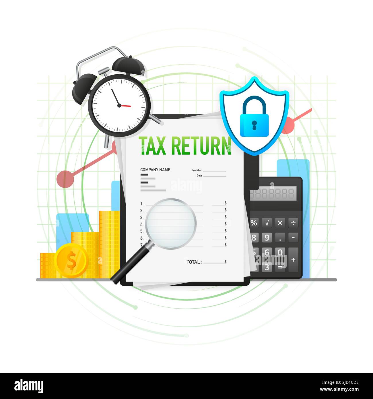 Tax return. Business financial investment. Accounting concept. Flat ...